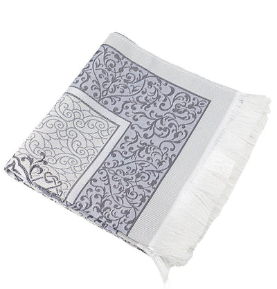Modefa Prayer Rug Blue Eid Mubarak Gift Set - Prayer Rug, Dua Book and Prayer Beads in Satin Bag - Blue