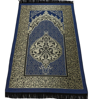 Modefa Prayer Rug Blue Gift Set - Prayer Rug, Dua Book and Prayer Beads in Satin Bag - Blue