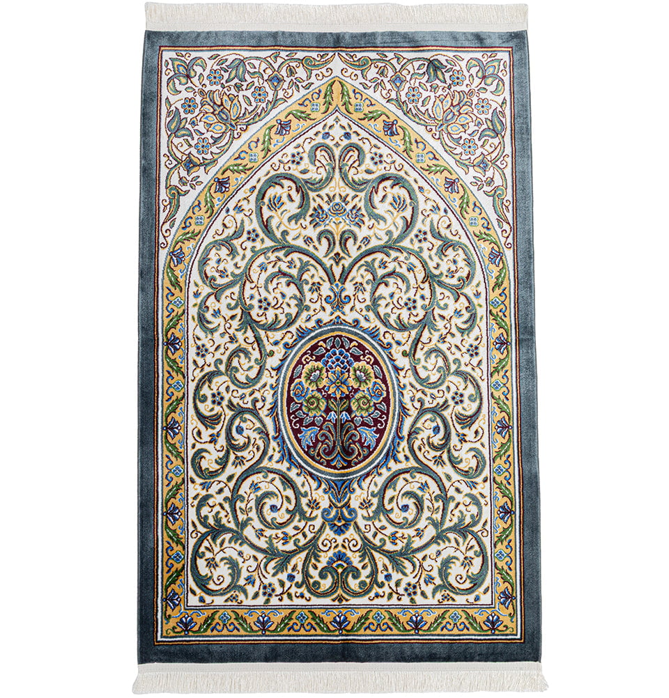 Lavanta Luxury Velvet Islamic Prayer Rug Regal - Blue Grey