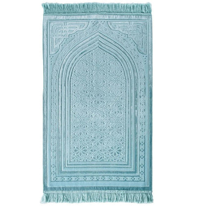 Modefa Prayer Rug Blue Luxury Velvet Islamic Prayer Rug Najma Blue