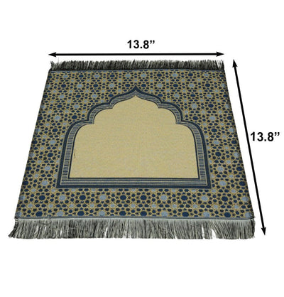 Modefa Prayer Rug Blue Mini Cotton Woven Travel Islamic Prayer Mat - Mihrab Blue