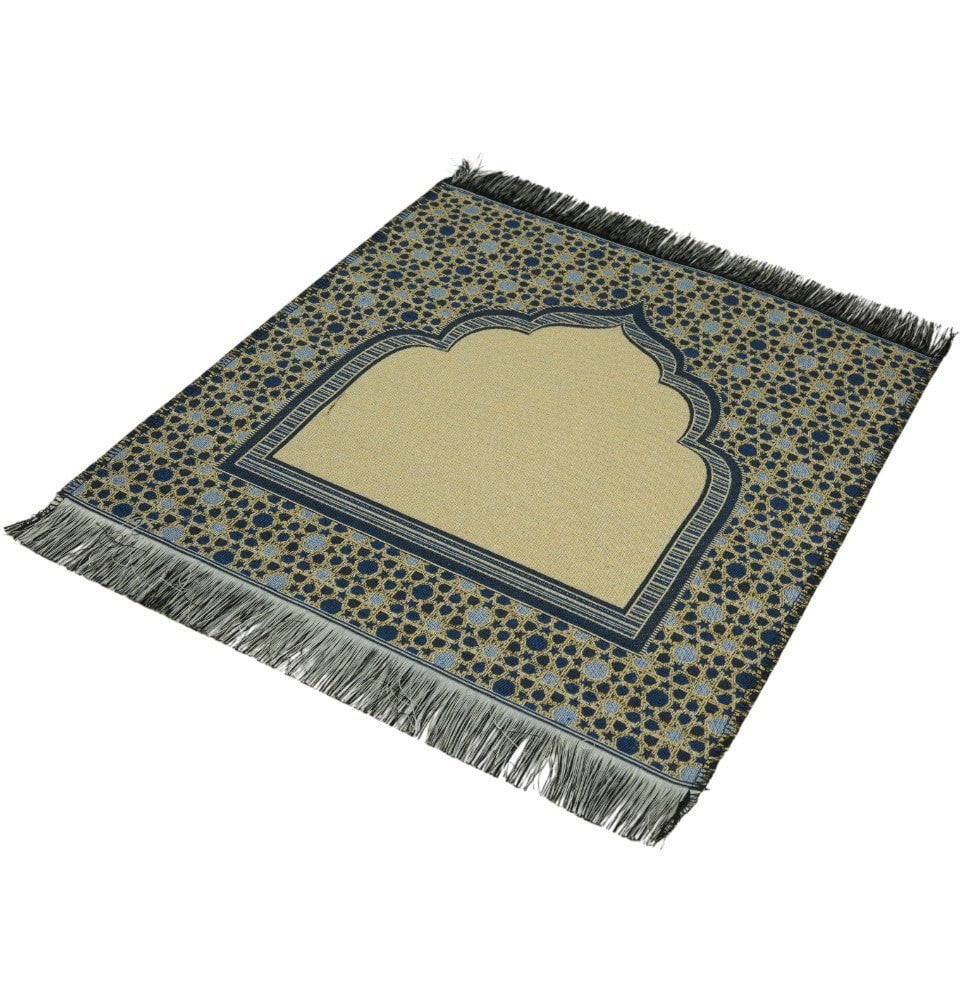 Modefa Prayer Rug Blue Mini Cotton Woven Travel Islamic Prayer Rug - Mihrab Blue