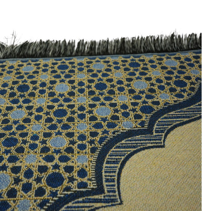 Modefa Prayer Rug Blue Mini Cotton Woven Travel Islamic Prayer Rug - Mihrab Blue