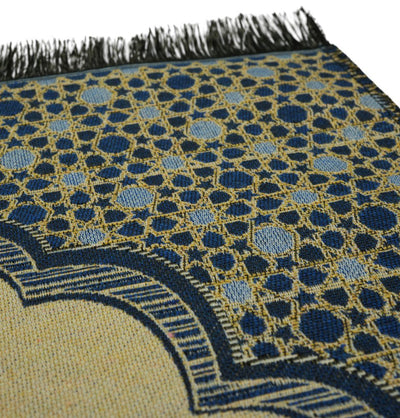 Modefa Prayer Rug Blue Mini Cotton Woven Travel Islamic Prayer Rug - Mihrab Blue