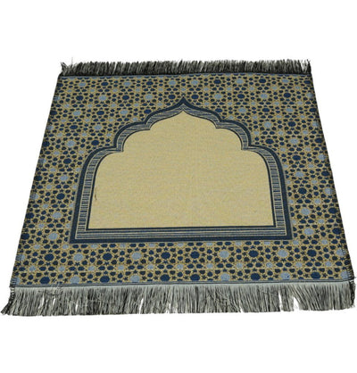 Modefa Prayer Rug Blue Mini Cotton Woven Travel Islamic Prayer Rug - Mihrab Blue