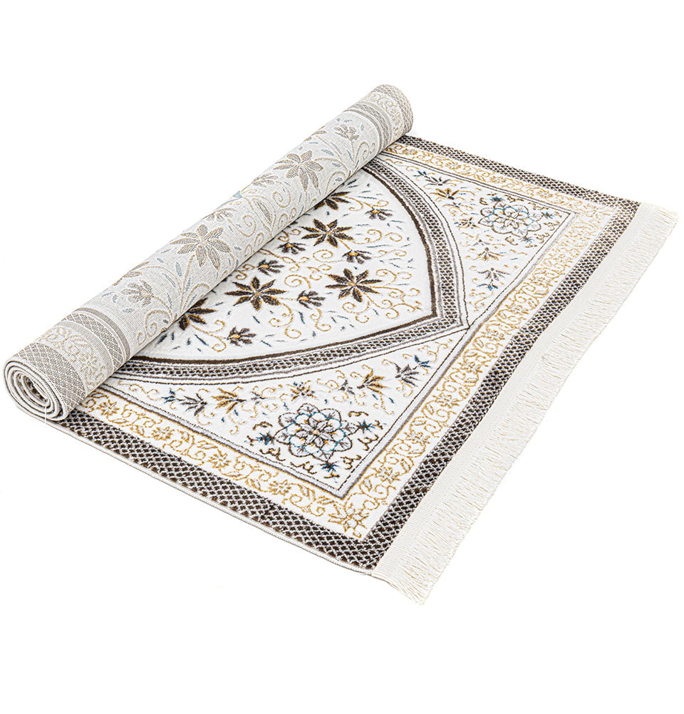 Lilyum Luxury Velvet Islamic Prayer Rug Miraj - Brown