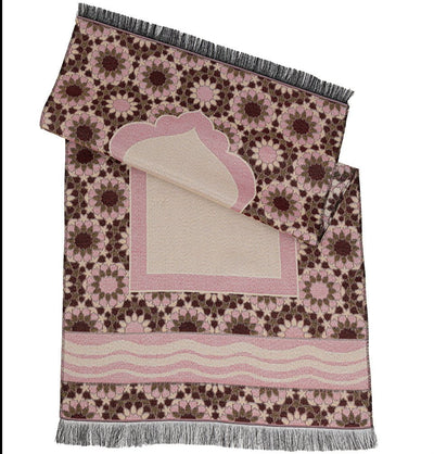 Modefa Prayer Rug Chenille Thin Travel Islamic Prayer Mat Stargazer - Pink