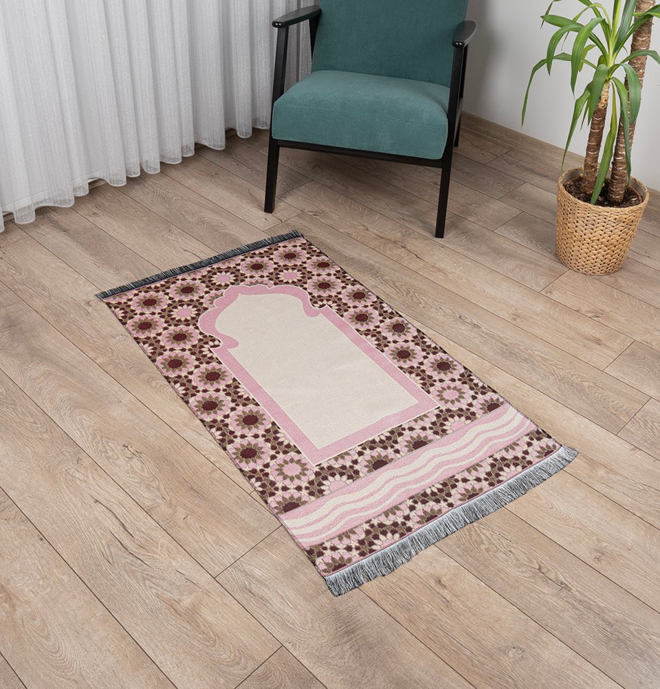 Modefa Prayer Rug Chenille Thin Travel Islamic Prayer Mat Stargazer - Pink