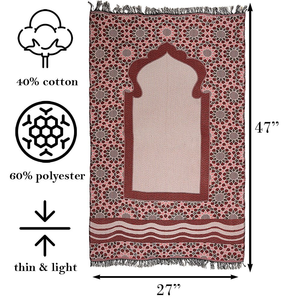 Modefa Prayer Rug Chenille Thin Travel Islamic Prayer Mat Stargazer - Red