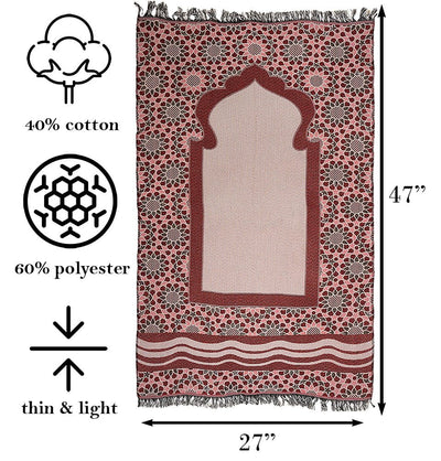 Modefa Prayer Rug Chenille Thin Travel Islamic Prayer Mat Stargazer - Red