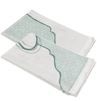 Modefa Prayer Rug Couple's Sweetheart Velvet Islamic Prayer Rug Set - Pearly Green