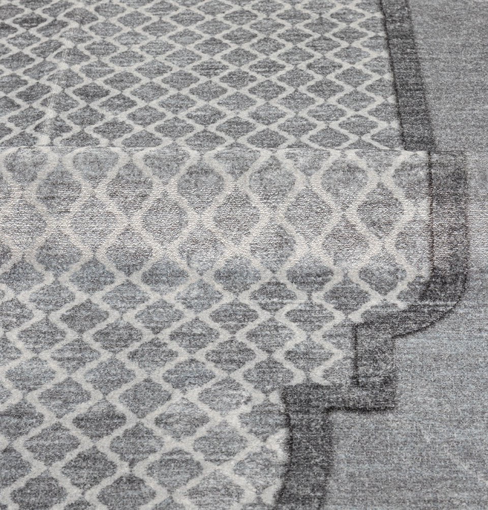 Modefa Prayer Rug Couple’s Sweetheart Velvet Islamic Prayer Rug Set - Silvery Gray