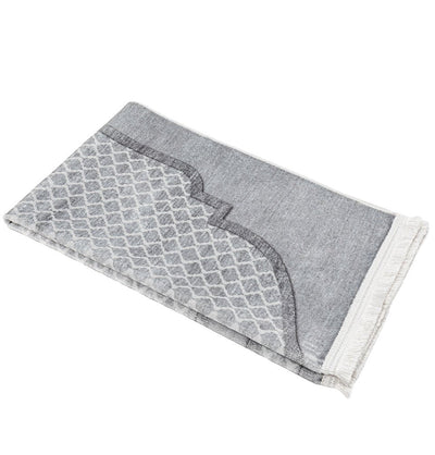 Modefa Prayer Rug Couple’s Sweetheart Velvet Islamic Prayer Rug Set - Silvery Gray