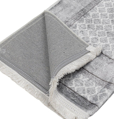 Modefa Prayer Rug Couple’s Sweetheart Velvet Islamic Prayer Rug Set - Silvery Gray