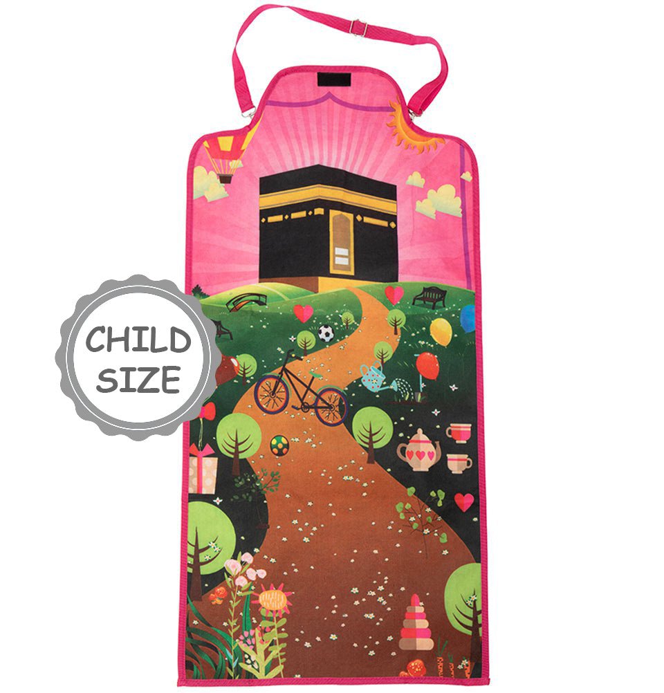 Modefa Prayer Rug Crossover Bag Travel Child Size Islamic Prayer Mat - Pink