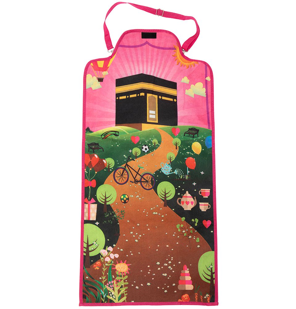 Modefa Prayer Rug Crossover Bag Travel Child Size Islamic Prayer Mat - Pink
