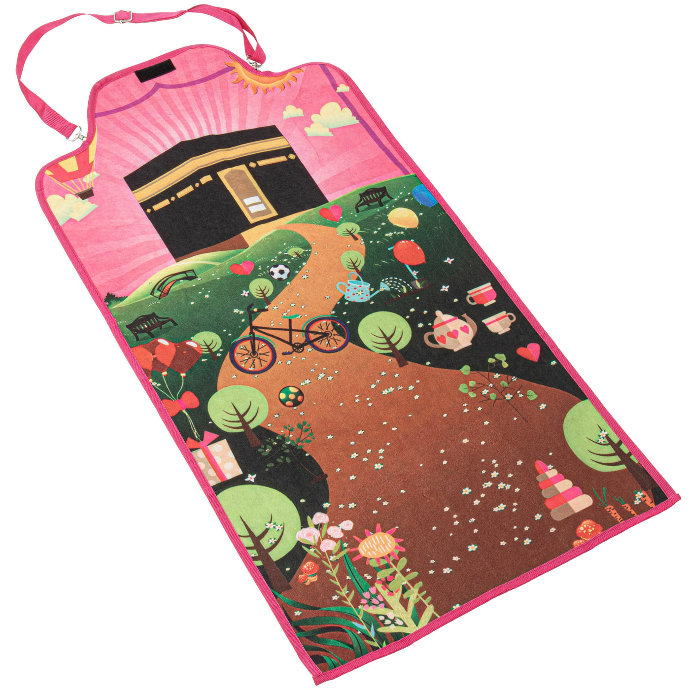Modefa Prayer Rug Crossover Bag Travel Child Size Islamic Prayer Mat - Pink