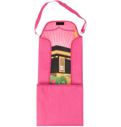 Modefa Prayer Rug Crossover Bag Travel Child Size Islamic Prayer Mat - Pink