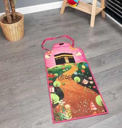 Modefa Prayer Rug Crossover Bag Travel Child Size Islamic Prayer Mat - Pink