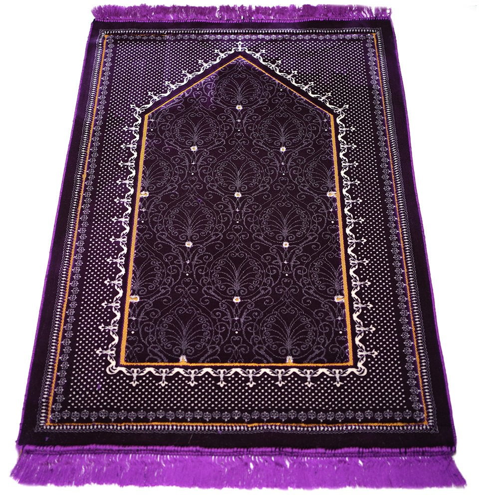 Double Plush Wide Islamic Prayer Rug Topkapi - Purple