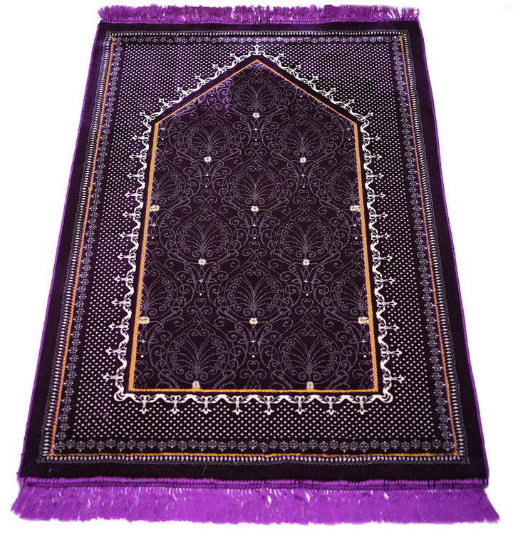 Double Plush Wide Islamic Prayer Rug Topkapi - Purple
