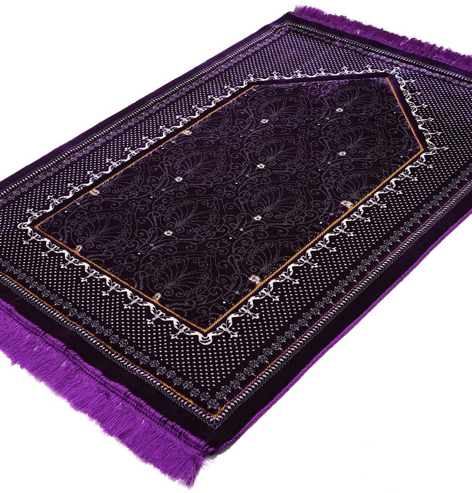 Double Plush Wide Islamic Prayer Rug Topkapi - Purple