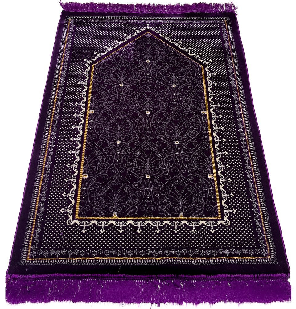 Double Plush Wide Islamic Prayer Rug Topkapi - Purple