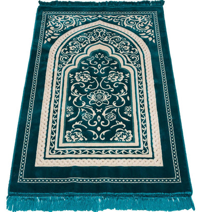 Modefa Prayer Rug Floral Arch - Teal Double Plush Wide Islamic Prayer Rug - Floral Arch Teal