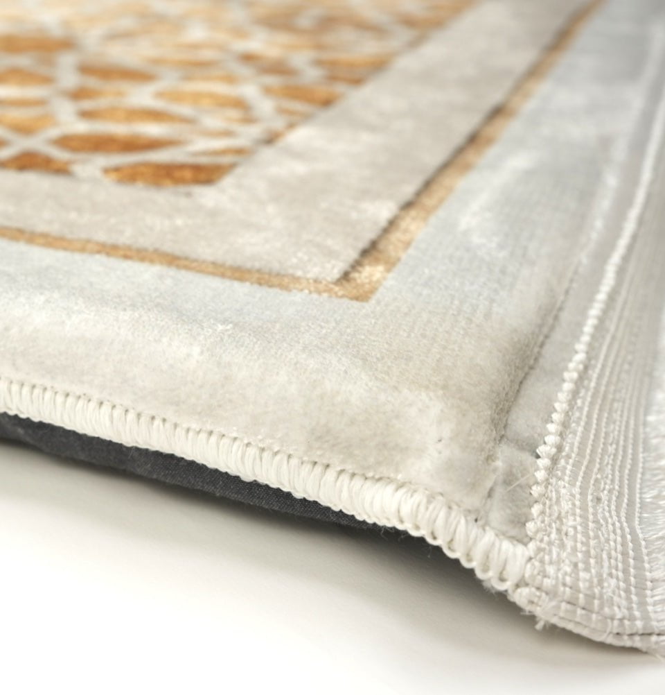 Modefa Prayer Rug Foam Islamic Prayer Rug - Velvet Digital Print Lattice Selcuk - Gold