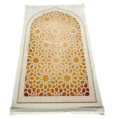 Modefa Prayer Rug Foam Islamic Prayer Rug - Velvet Digital Print Lattice Selcuk - Gold