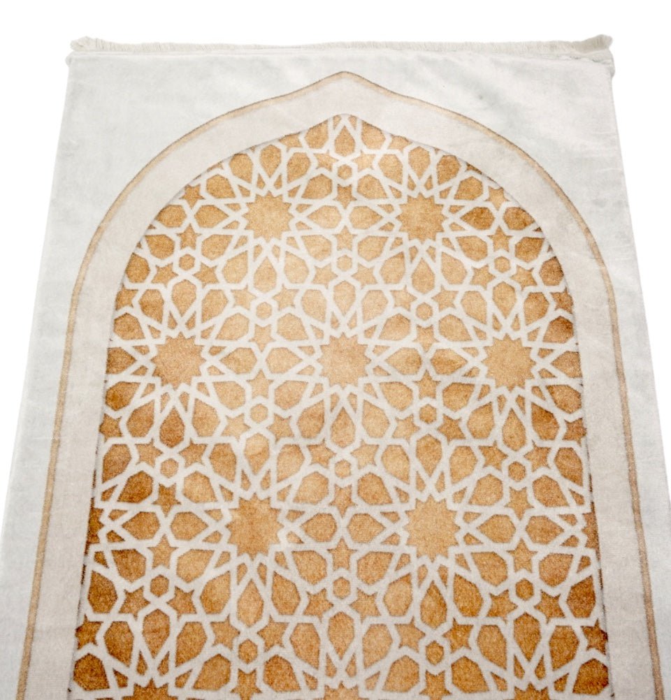 Modefa Prayer Rug Foam Islamic Prayer Rug - Velvet Digital Print Lattice Selcuk - Gold