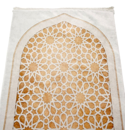 Modefa Prayer Rug Foam Islamic Prayer Rug - Velvet Digital Print Lattice Selcuk - Gold