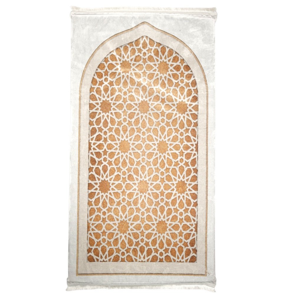 Modefa Prayer Rug Foam Islamic Prayer Rug - Velvet Digital Print Lattice Selcuk - Gold