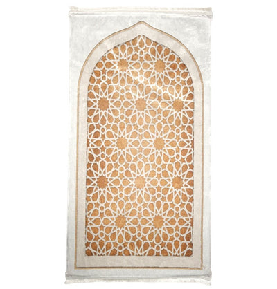 Modefa Prayer Rug Foam Islamic Prayer Rug - Velvet Digital Print Lattice Selcuk - Gold