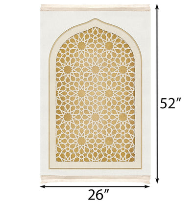 Modefa Prayer Rug Foam Islamic Prayer Rug - Velvet Digital Print Lattice Selcuk - Gold