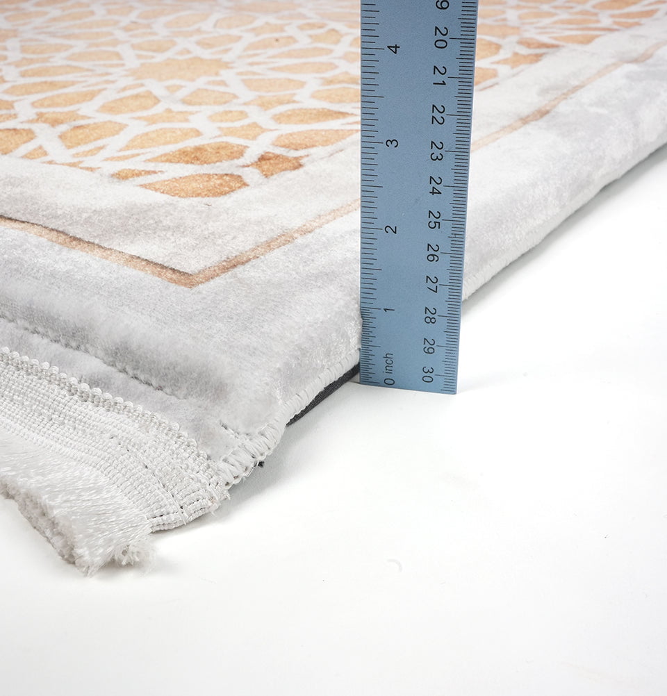 Modefa Prayer Rug Foam Islamic Prayer Rug - Velvet Digital Print Lattice Selcuk - Gold