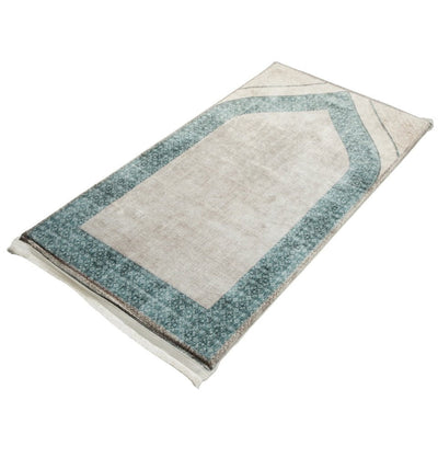 Modefa Prayer Rug Foam Islamic Prayer Rug - Velvet Digital Print Mihrab - Emerald Green