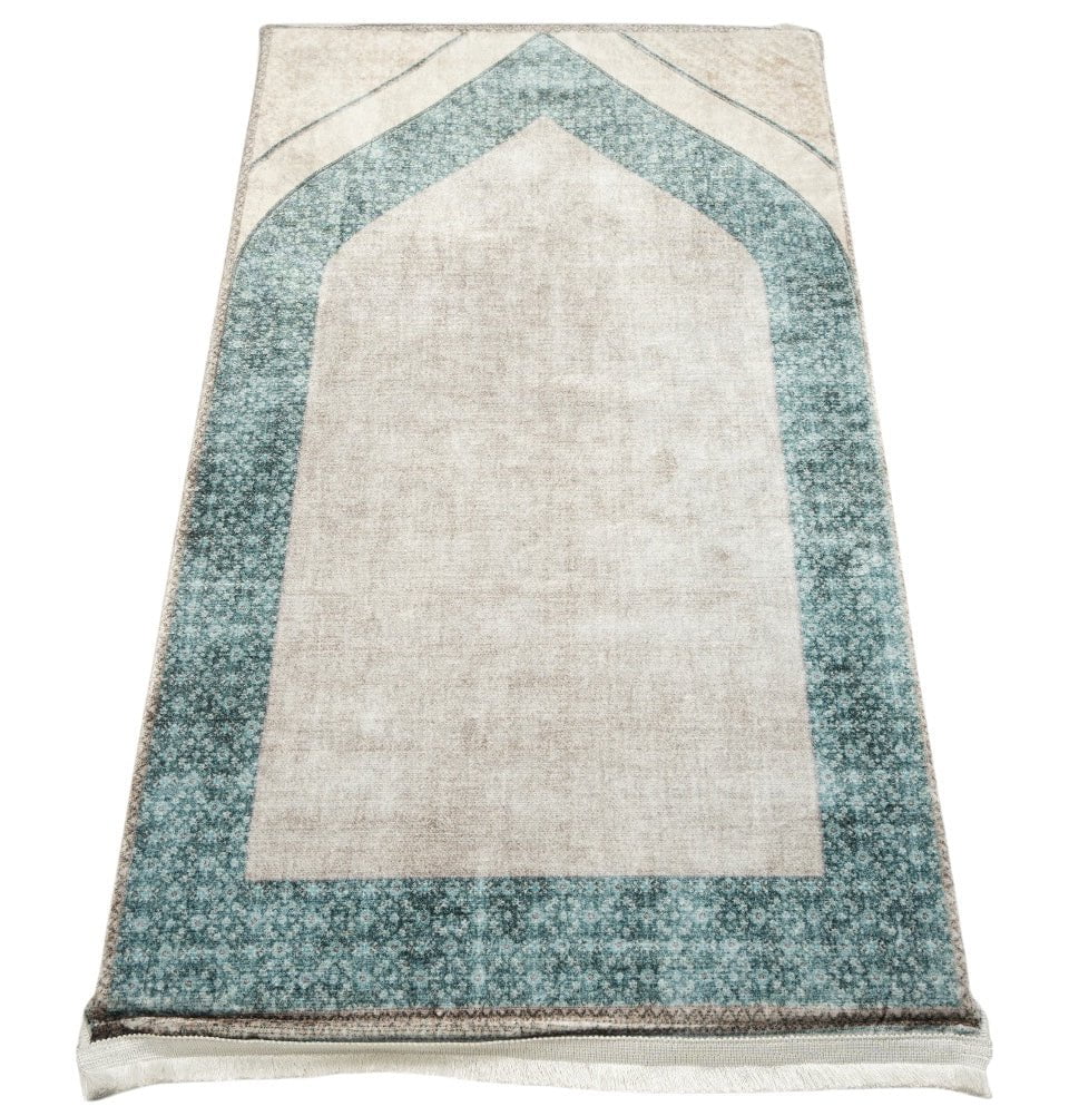 Modefa Prayer Rug Foam Islamic Prayer Rug - Velvet Digital Print Mihrab - Emerald Green