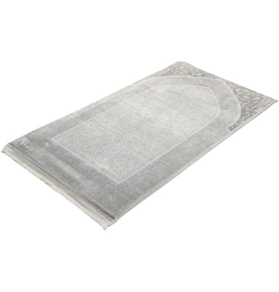 Modefa Prayer Rug Foam Islamic Prayer Rug - Velvet Digital Print Mosaic Floral - Grey