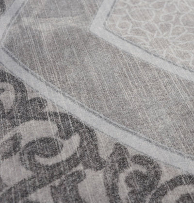 Modefa Prayer Rug Foam Islamic Prayer Rug - Velvet Digital Print Mosaic Floral - Grey