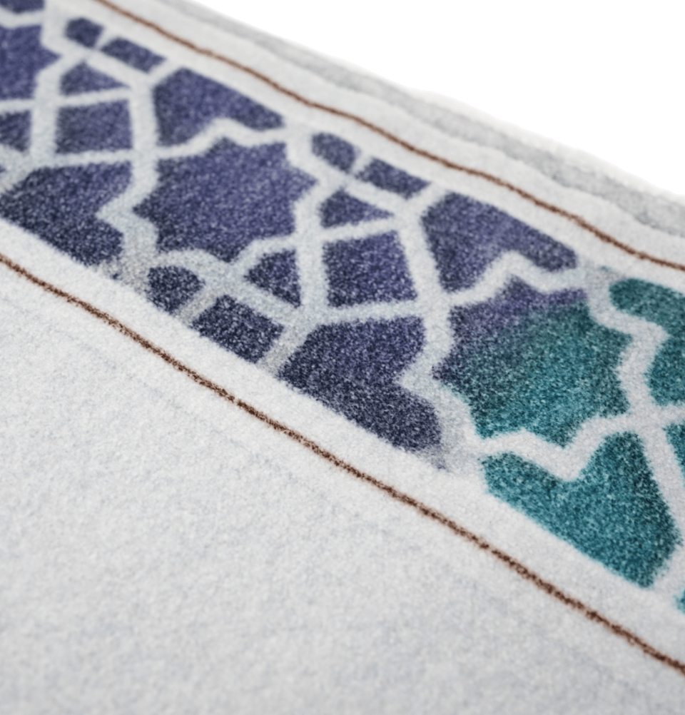 Modefa Prayer Rug Foam Islamic Prayer Rug - Velvet Digital Print Selcuk Arch - Aqua Blue