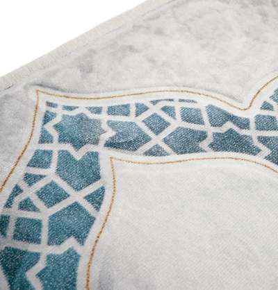 Modefa Prayer Rug Foam Islamic Prayer Rug - Velvet Digital Print Selcuk Arch - Aqua Blue