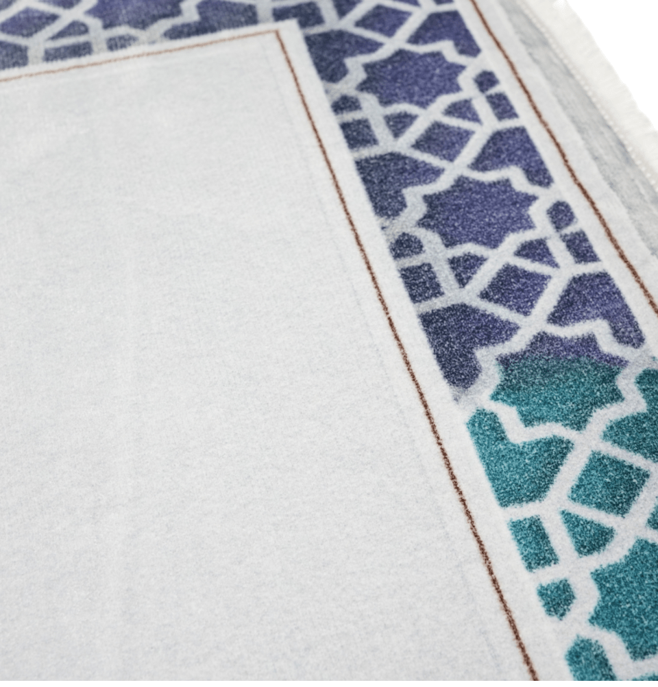 Modefa Prayer Rug Foam Islamic Prayer Rug - Velvet Digital Print Selcuk Arch - Aqua Blue