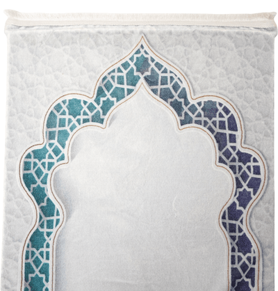 Modefa Prayer Rug Foam Islamic Prayer Rug - Velvet Digital Print Selcuk Arch - Aqua Blue