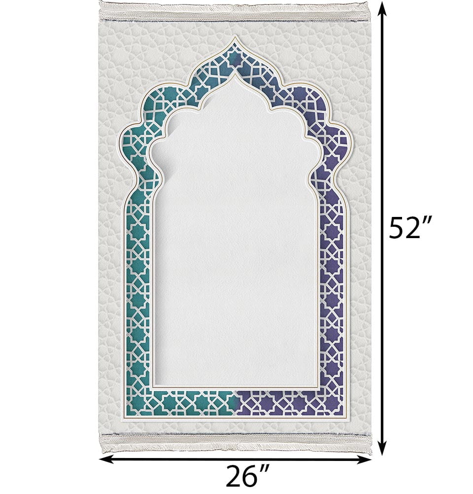 Modefa Prayer Rug Foam Islamic Prayer Rug - Velvet Digital Print Selcuk Arch - Aqua Blue
