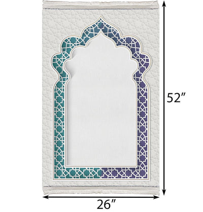 Modefa Prayer Rug Foam Islamic Prayer Rug - Velvet Digital Print Selcuk Arch - Aqua Blue