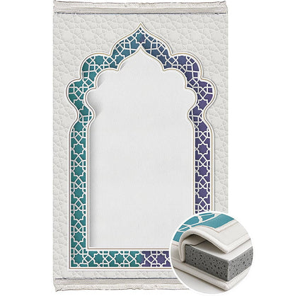Modefa Prayer Rug Foam Islamic Prayer Rug - Velvet Digital Print Selcuk Arch - Aqua Blue
