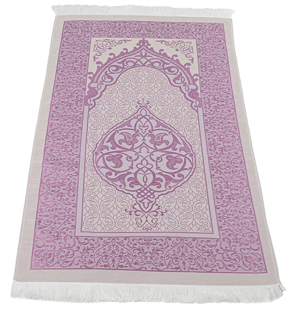 Modefa Prayer Rug Fuchsia Islamic Gift Set - Prayer Mat & Tesbih in Taffeta Gift Bag - Fuchsia