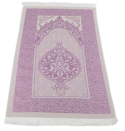 Modefa Prayer Rug Fuchsia Islamic Gift Set - Prayer Mat & Tesbih in Taffeta Gift Bag - Fuchsia