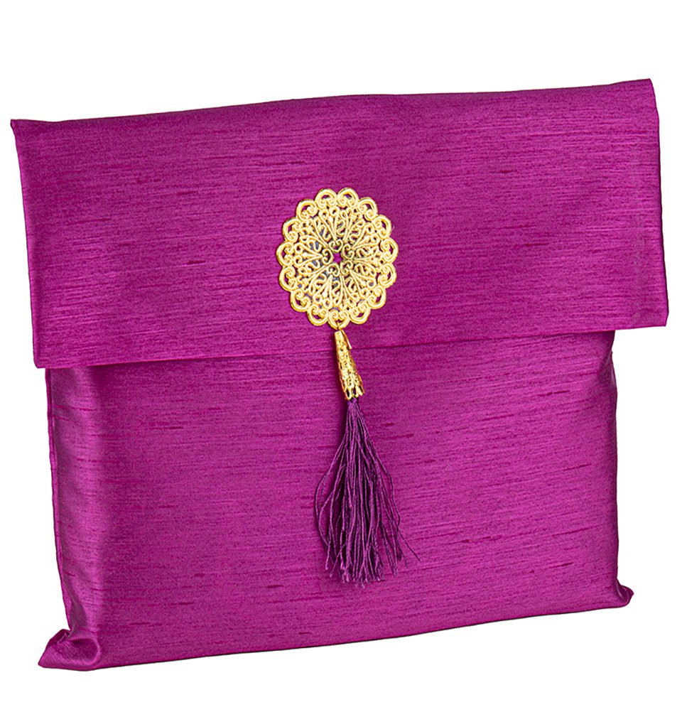 Modefa Prayer Rug Fuchsia Islamic Gift Set - Prayer Mat & Tesbih in Taffeta Gift Bag - Fuchsia